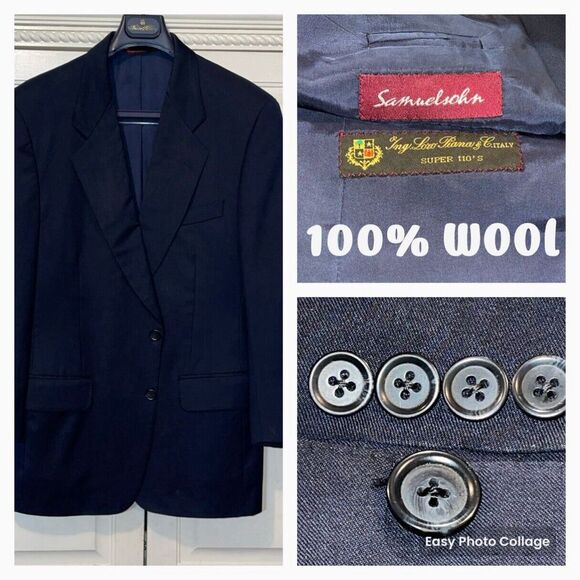 Loro Piana Samuelsohn Blazer Mens‎ 42R Navy Blue 110s Wool Jacket Sport Coat - Picture 1 of 14